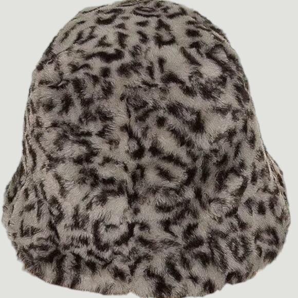Eugenia Kim Charlie Leopard Print Faux Fur Bucket Hat – Blue Stone – One Size
